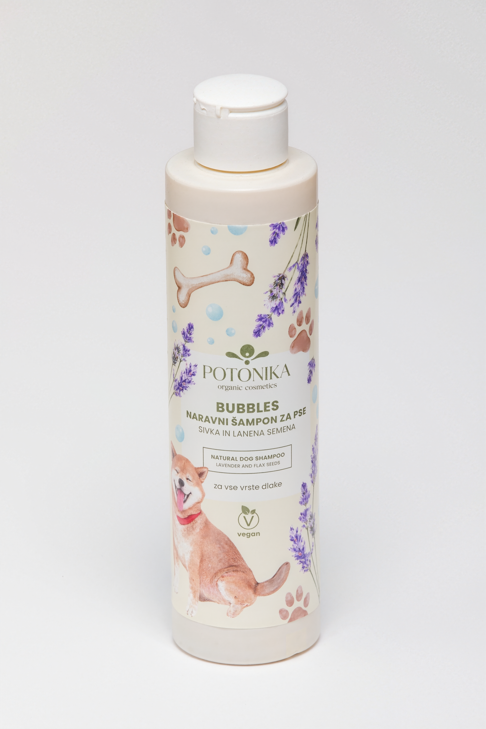 BUBBLES NARAVNI ŠAMPON ZA PSE SIVKA & LANENA SEMENA 200 ml